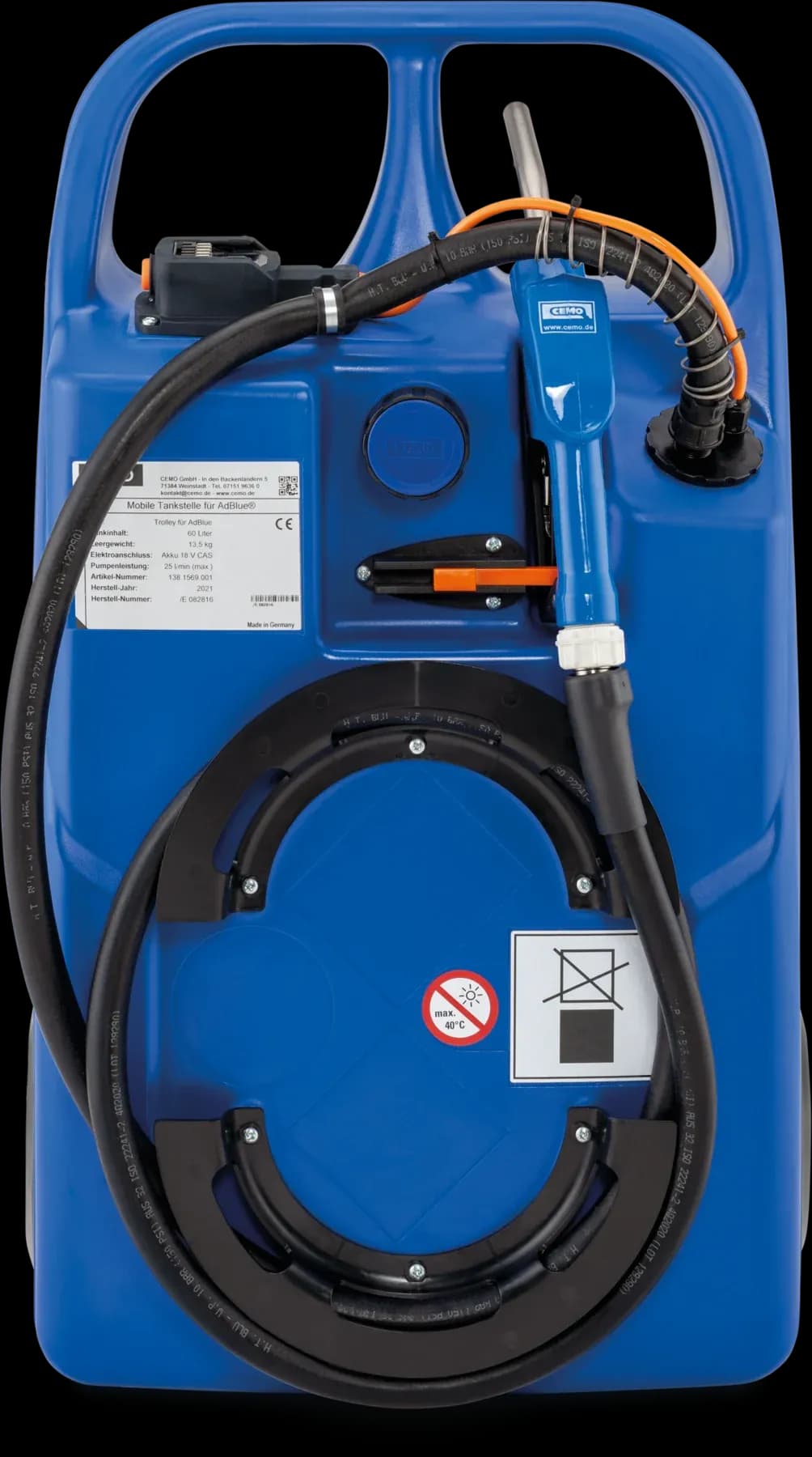 CEMO Trolley für AdBlue®, 60 l, CAS ohne Akku und Ladegerät, kpl. CENTRI SP 30, 18 V, AZV 2