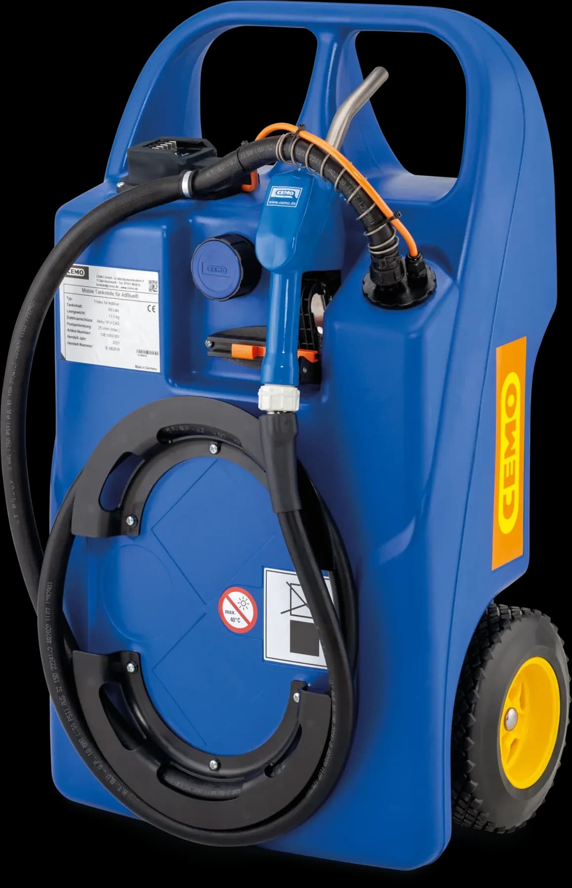 CEMO-trolley voor AdBlue®, 100 l, met karkas CAS, kpl. CENTRI SP 30, 18 V, AZV 2