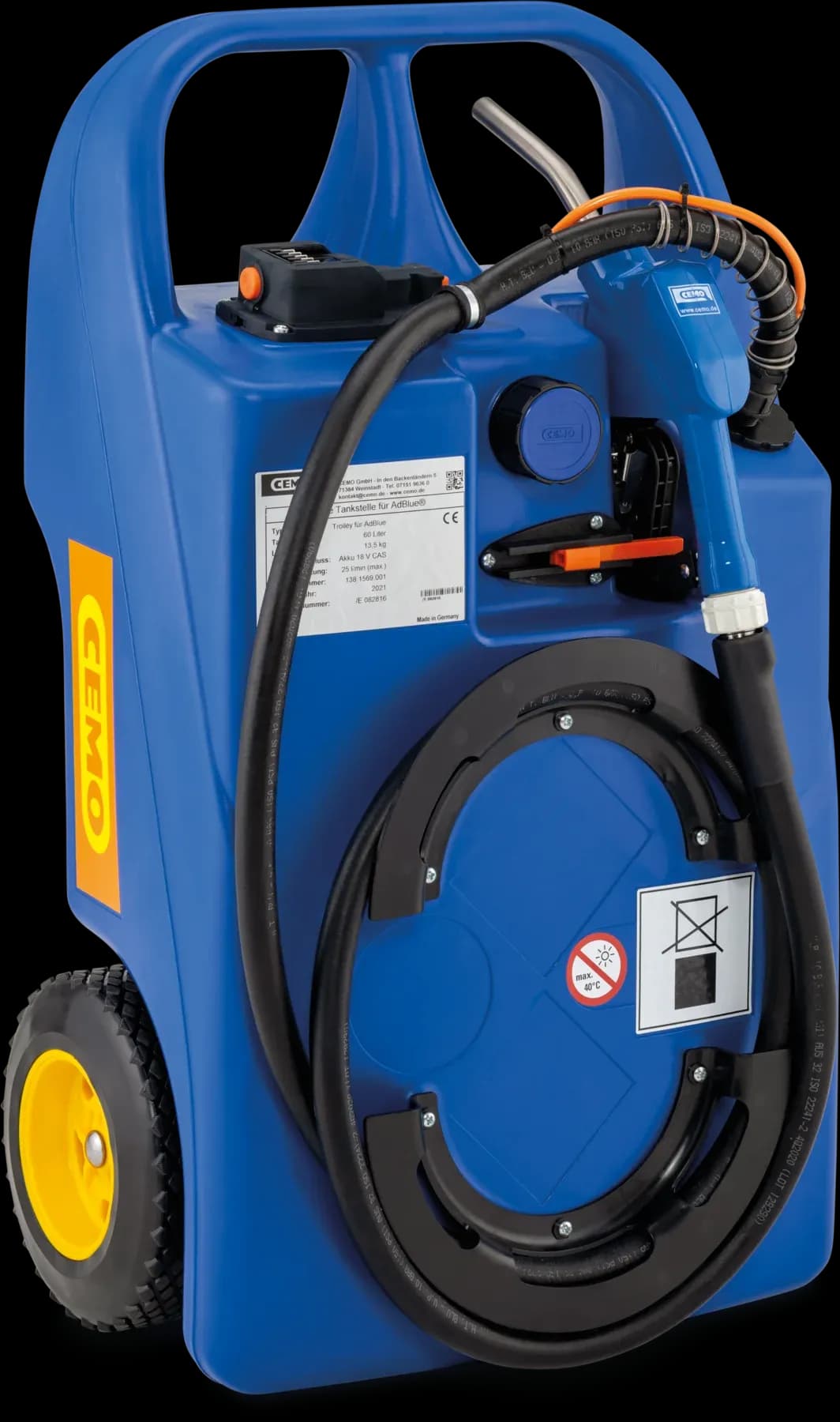 CEMO-trolley voor AdBlue®, 100 l, met karkas CAS, kpl. CENTRI SP 30, 18 V, AZV