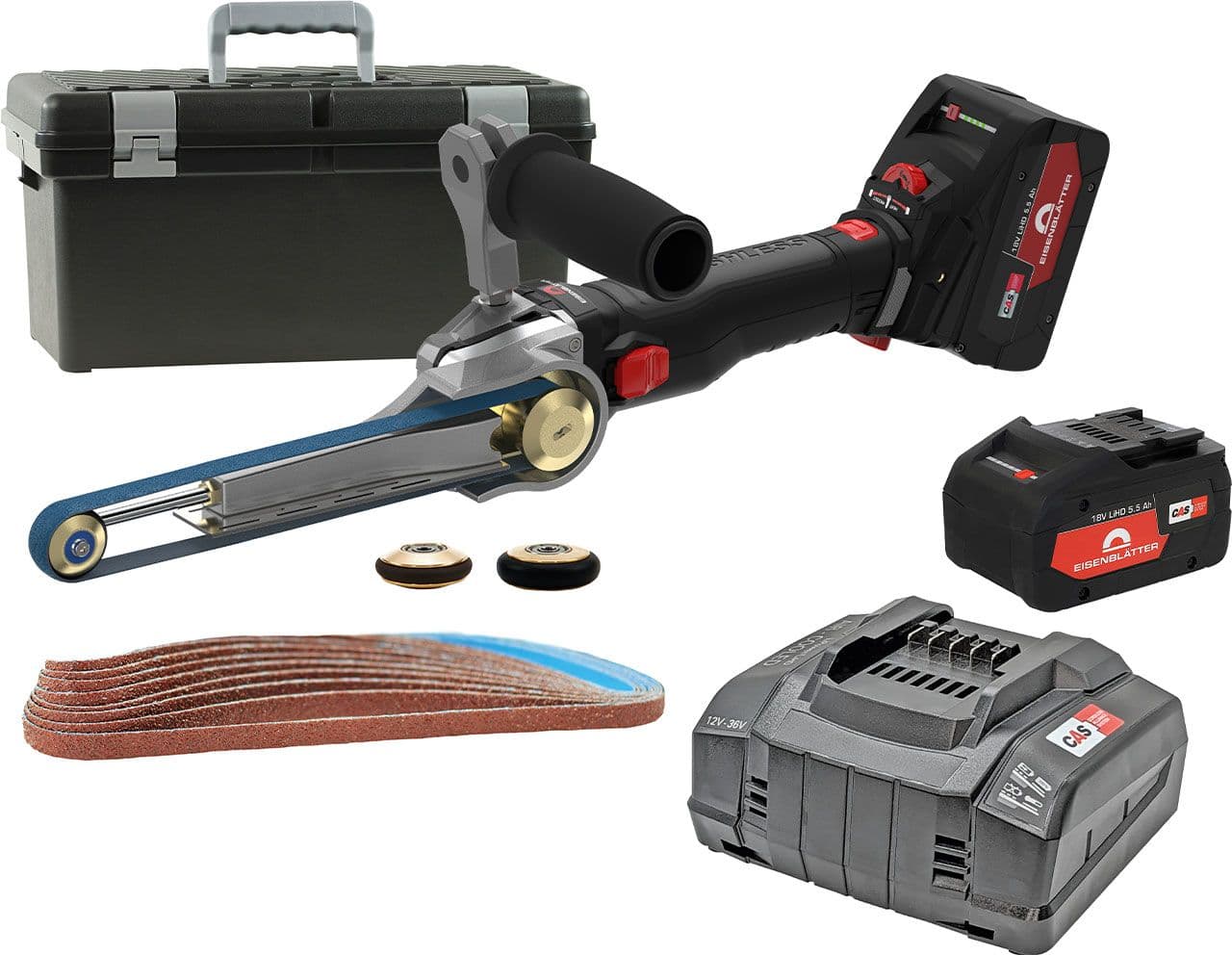 Kit de base BAND-IT AKKU BRUSHLESS en mallette, comprenant une station de charge et 2 batteries. 1