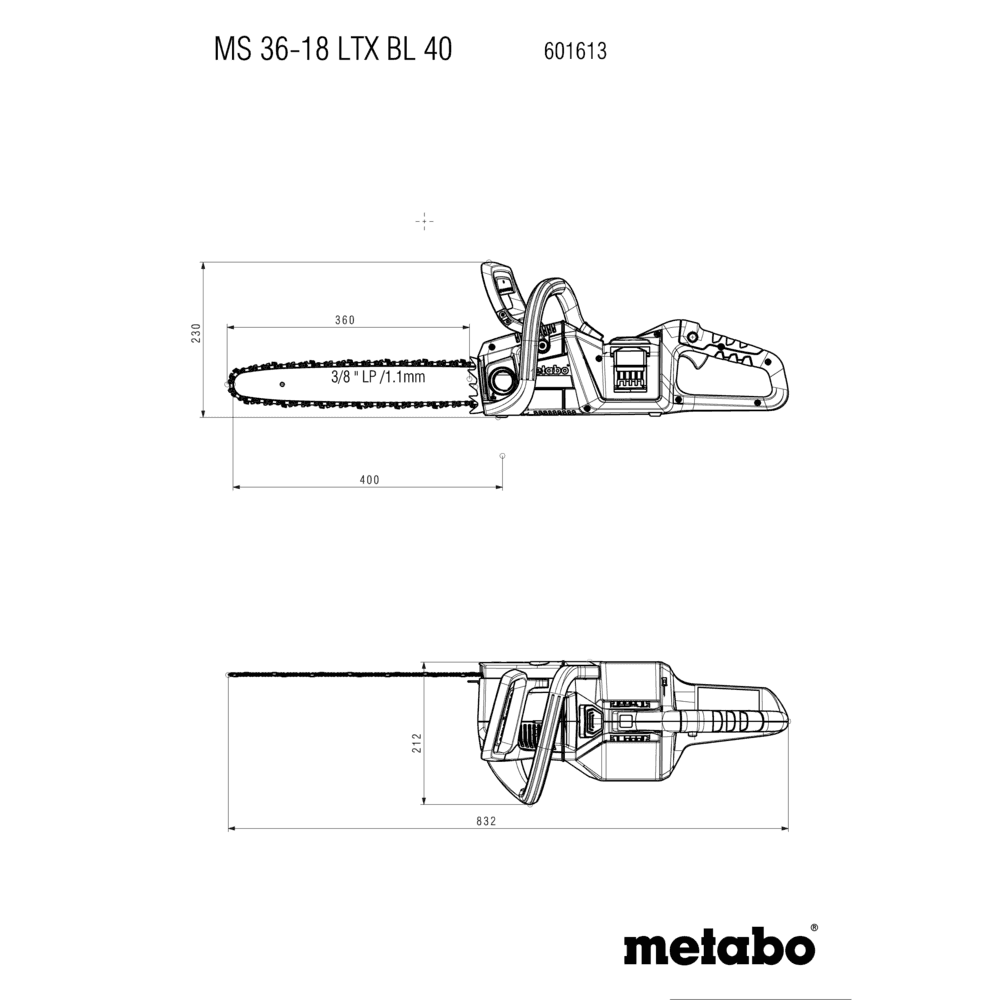 MS 36-18 LTX BL 40 (601613850) Akumulatorowa pilarka łańcuchowa 13