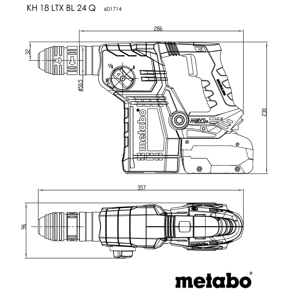 KH 18 LTX BL 24 Q (601714840) Martillo combinado de batería 6