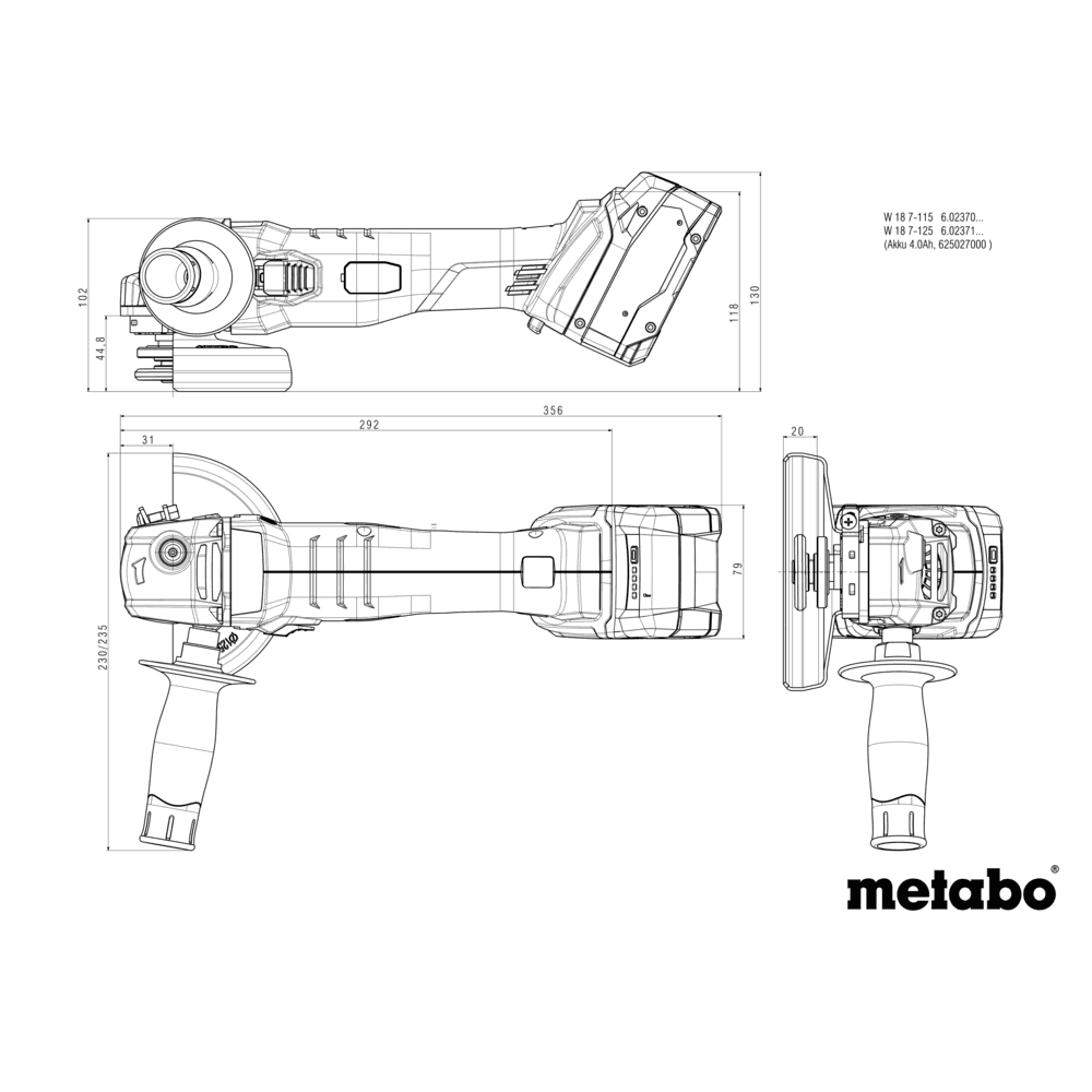 W 18 7-125 (602371840) Akumulatorowa szlifierka kątowa 6