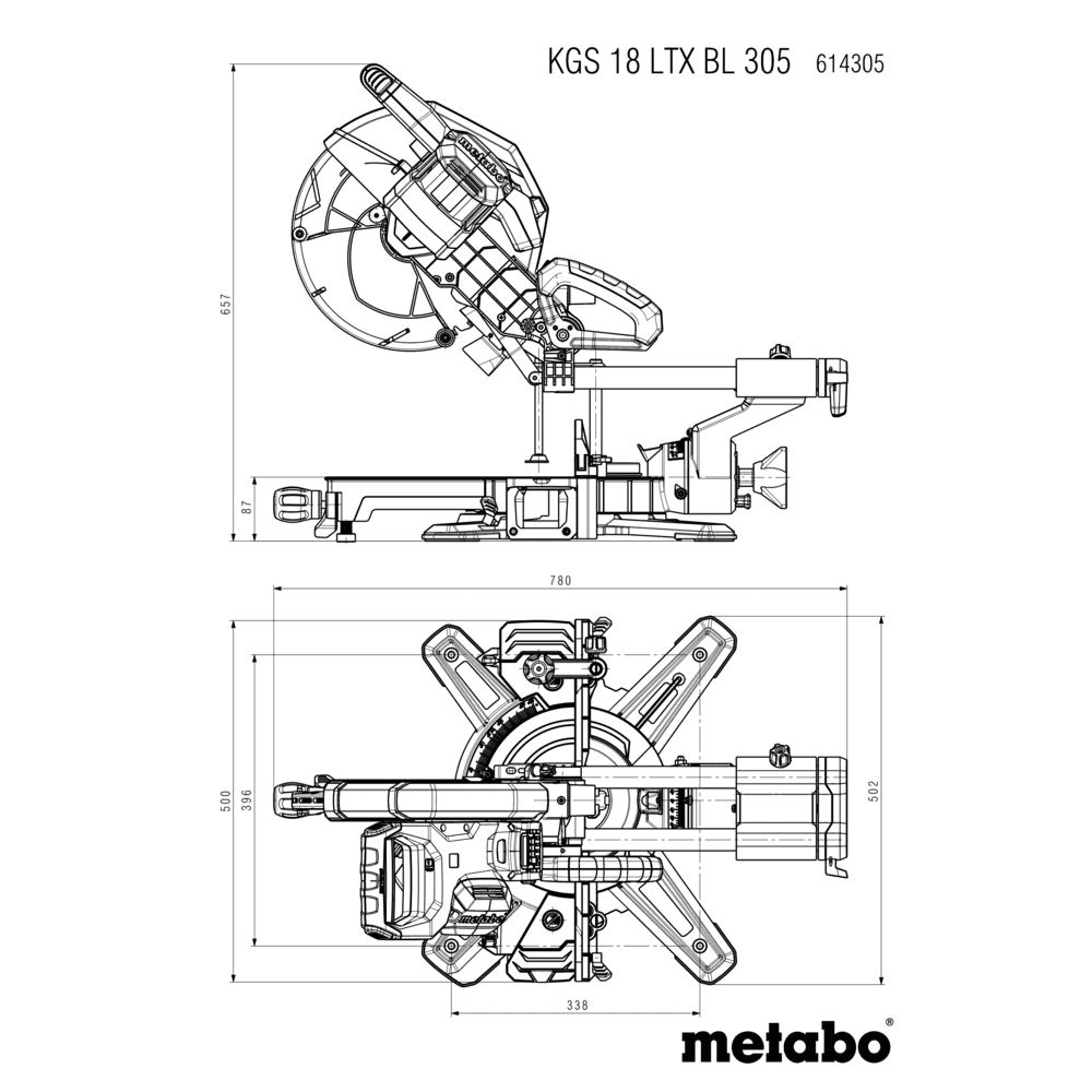 KGS 18 LTX BL 305 (614305810) Accu-afkortzaag 12