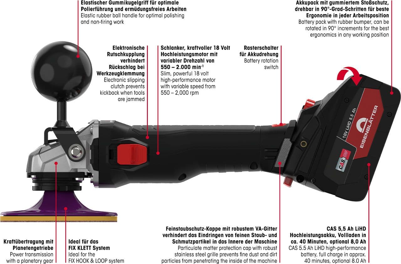 VARILEX POLISHER AKKU BRUSHLESS basic set in case incl. charging station and 2 batteries 6